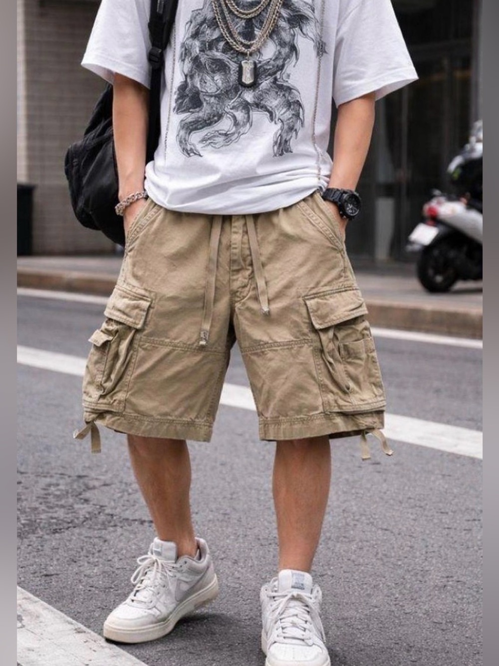 Abercrombie & Fitch Tan Cargo Shorts - Utility Pocket Design